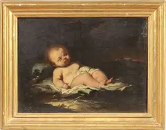 Valerio Castello, Gasù Bambino dormiente, oil on canvas