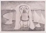 Giuseppe Viviani, Alabastrino seggiola velo e mare, 1941, etching on rame