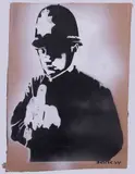 Rude Copper by Banksy, 2015, stencil and spray on cardboard, offered Jul 2022