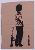 Pissing Royal Guardsman by Banksy, 2015, stencil and spray on cardboard, offered Jul 2022