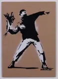 Love is in the Air (Flower Thrower) by Banksy, 2015, stencil and spray on cardboard, offered Jul 2022