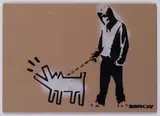 Haring Dog by Banksy, 2015, stencil and spray on cardboard, offered Jul 2022