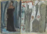 Mario Sironi, Composizione con figure, mixed media on paper applicata on canvas