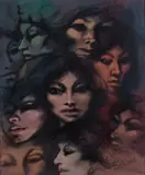 Volti di donne by Fausto Maria Liberatore, oil on canvas, offered Jul 2022