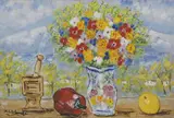 Michele Cascella, Vaso di fiori, oil on canvas