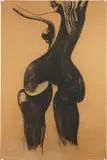 Gianni Dova, Figura, charcoal on paper applicata on canvas