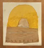 Joe Tilson, Le crete senesi. Castello, 1992, mixed media on paper applicata on panel
