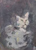 Gatto by Enzo Pregno, oil on cardboard, offered Jul 2022