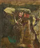 Mario Marcucci, Vaso di fiori e bottiglia, oil on compensato