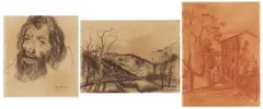Tre disegni by Alberto Caligiani, A) Testa di uomo, offered Jul 2022