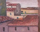 Gino Brogi, Tetti dallo studio, oil on canvas
