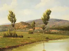 Giacomo Delcroix, Paesaggio toscano, oil on compensato