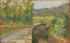 Strada di campagna by Giuseppe Magni, oil on tavoletta, offered Jul 2022
