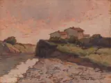 Casetta sul poggio by Gino Romiti, oil on compensato, offered Jul 2022