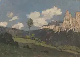 Dolomiti by Giovanni Lomi, oil on canvas board, offered Jul 2022