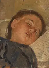 Bambino che dorme by Silvestro Lega, oil on tavoletta, offered Jul 2022