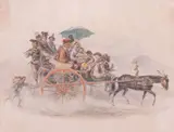 In carrozza verso il mercato by Gaetano Dura, watercolour and pencil on paper, offered Jul 2022