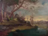 Guido Valli, Paesaggio, 1933, oil on panel