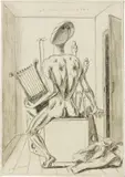 Giorgio de Chirico, Apollo Musagète, 1971, pencil on paper applicata on canvas