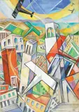 Sibò, Ali tricolori sulle torri, 1938, oil and mixed media on canvas