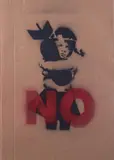 Hugger Bomb by Banksy, 2003, stencil on cardboard, offered May 2022