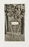 Giuseppe Viviani, Tavolino nel bosco, 1949, etching on rame