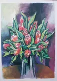 Renato Guttuso, Vaso di fiori, lithograph a colori