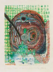 Friedrich Hundertwasser, Senza titolo, 1967, lithograph a colori