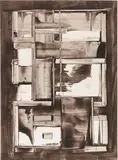 Manlio Rho, Composizione, inchiostro on paper incollata on cardboard
