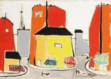 Sante Monachesi, Paesaggio urbano, oil on canvas