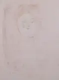 Antonio Bueno, Volto di ragazza, mixed media on paper con base litografica