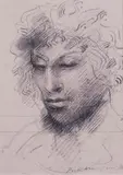 Pietro Annigoni, Due disegni raffiguranti «Volto di uomo», pencil on paper and sanguigna on paper