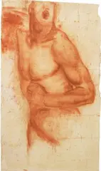 Arturo Dazzi, Figura di uomo, sanguigna on paper applicata on faesite