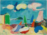 Enrico Paulucci, Barche - Nuvole, oil on canvas