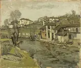 Domenico De Bernardi, Il torrente, 1933, oil on panel