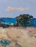 Paesaggio by Sergio Scatizzi, oil on compensato, offered May 2022