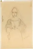 La suora by Lorenzo Viani, 1930, pencil on paper applicata on cardboard, offered May 2022