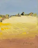 Paesaggio by Sergio Scatizzi, oil on compensato, offered May 2022