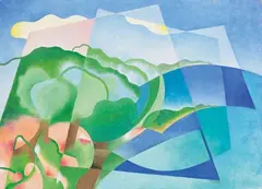 Paesaggio by Osvaldo Peruzzi, oil on cardboard, offered May 2022
