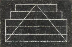 Paolo Cotani, Piramide (ciclo architetture), pastelli a cera and mixed media on card applicato on panel