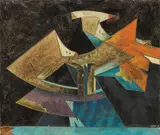 Gianni Dova, Scultura all'aria aperta, 1965, oil on canvas