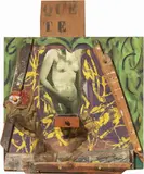 Jean-Jacques Lebel, Tire-lire, 1959, assemblaggio and mixed media on panel
