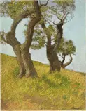 Carlo Passigli, Alberi, oil on cardboard
