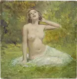 Carlo Passigli, Bagnante, oil on cardboard