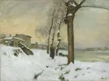 Carlo Passigli, Nevicata, oil on canvas