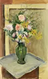 Cesare Breveglieri, Vaso di fiori, mixed media on paper applicata on canvas