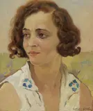 Ritratto femminile by Cafiero Filippelli, oil on panel, offered Apr 2022