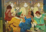 Allegria di Carnevale by Renato Natali, oil on compensato, offered Apr 2022