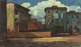 Cantiere Penco by Renato Natali, oil on compensato, offered Apr 2022