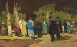 Folclore livornese by Renato Natali, oil on canvas, offered Apr 2022